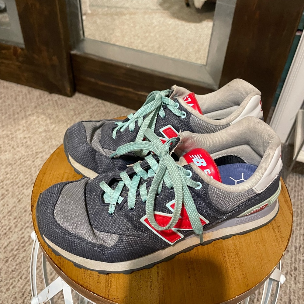 New Balance Kids' Gray and Red Sneakers